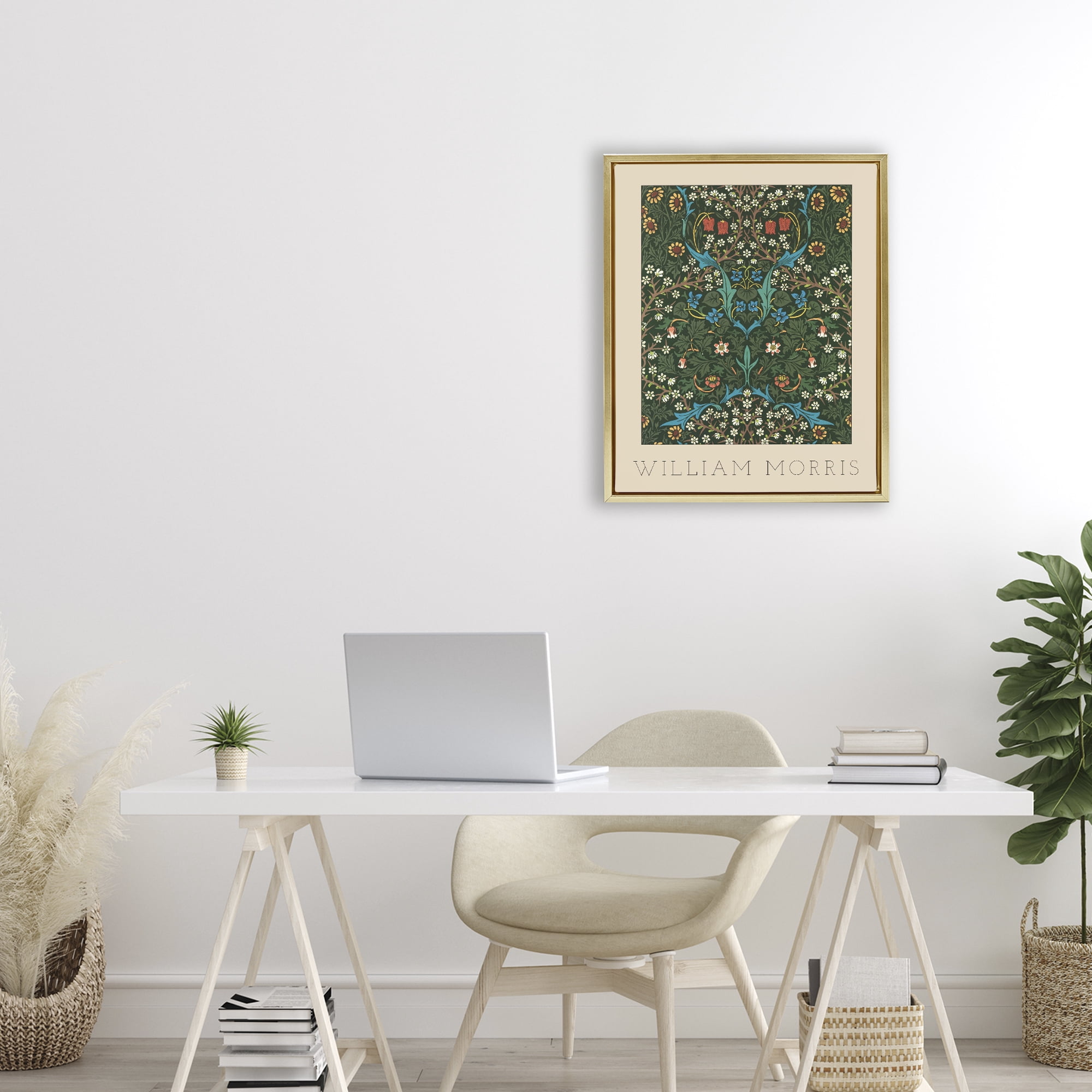 Stupell Industries Ornate Botanicals William Morris Gold Framed Floater Canvas Wall Art, design by Lil' Rue