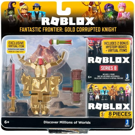 Roblox Fantastic Frontier: Gold Corrupted Knight Action Figure (2 Bonus Mystery Packs!)