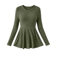 thumbnail image 7 of QIYAGBSA Peplum Sweaters for Women Ribbed Knit Long Sleeve Crew Neck Fitted Flared Hem Solid Color Casual Fall Pullover for Office Work and Weekend Outfits, 7 of 7