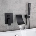 thumbnail image 3 of Wall Mount Bathroom Faucet Black Waterfall Basin Sink Bathtub Filler Mixer Tap, 3 of 13