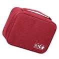 thumbnail image 3 of Travel Electronics Bag, Oxford Cloth Data Cable Storage Bag Separate Storage Adjustable  for Office Wine Red, 3 of 8