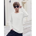thumbnail image 4 of Arshiner Boys Long Sleeve Shirts Casual Crewneck T Shirt Solid Tees Tops with Chest Pocket, 4 of 6