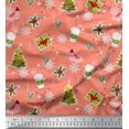 thumbnail image 1 of Soimoi Orange polyester Crepe Fabric Coffee Cup,Gift Box & Tree Christmas Printed Fabric 1 Yard 52 Inch Wide, 1 of 1