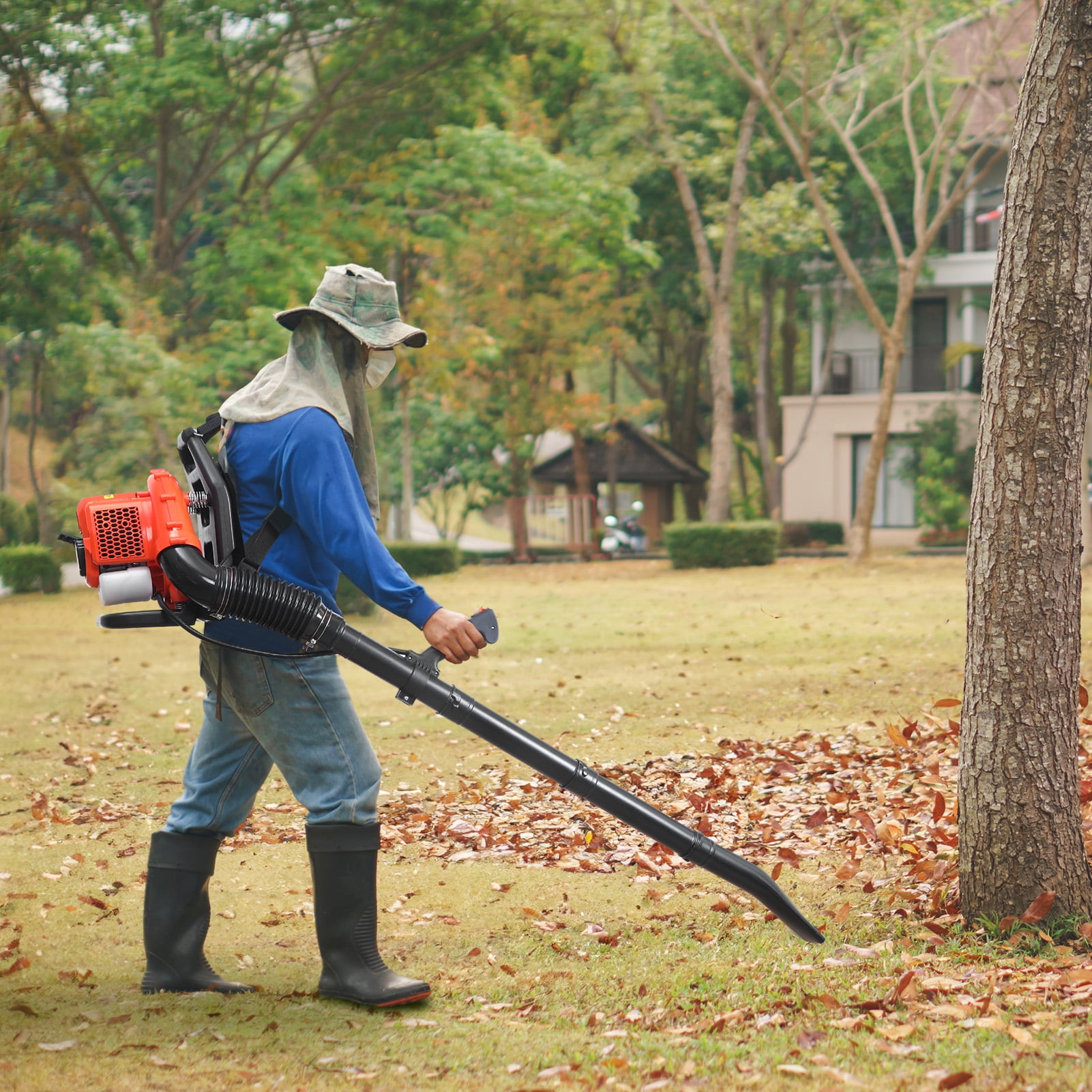 AurumEdge Gas Backpack Leaf Blower, 52CC 2-Cycle Leaf Blower Snow Blower, 550 CFM 2.3HP/1.7KW Commercial-Grade Dust Blowe