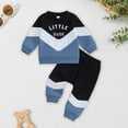thumbnail image 2 of Linfrsh Baby Boy Fall Clothes Long Sleeve Round Neck Letter Print Sweatshirt Top Long Pants Cute Toddler Winter Outfits, 2 of 7