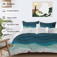 thumbnail image 4 of Teal Ocean Bedding 3 Piece Duvet Cover Set Twin Size, Coastal Sea Moire Waves Abstract Ombre Art Soft Microfiber Comforter Cover with Zipper Closure & Pillowcases, Wrinkle & FadeResistant Quilt Cover, 4 of 9
