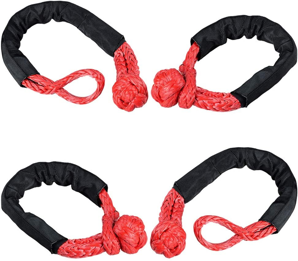 Astra Depots 2PCS Green & Orange 1/2 Soft Shackle Rope Synthetic Tow Recovery Strap 38,000LBs WLL 7.5Tons 