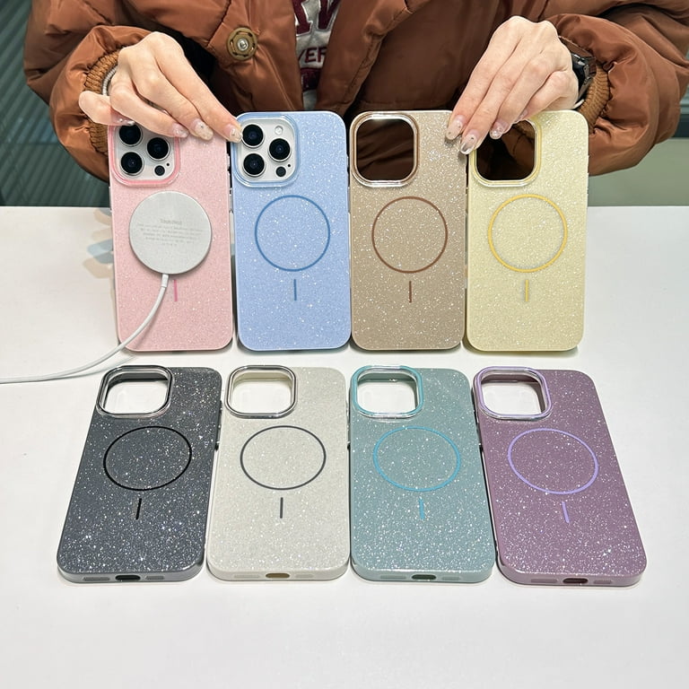 Glitter Sleek Phone Cases For IPhone 16 Case Compatible With MagSafe,  Glitter Ultra Slim Phone Case