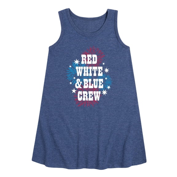 Instant Message - Americana - Red, White, & Blue Crew - Fireworks - Toddler & Youth Girls A-line Dress