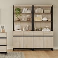 thumbnail image 2 of WAMPAT 2-Piece Modern 72" Tall Library Bookcases with Metal Base & Adjustable Shelves, Wood Bookshelves with Storage Cabinet & Open Shelves for Home Office & Living Room, Beige, 2 of 8