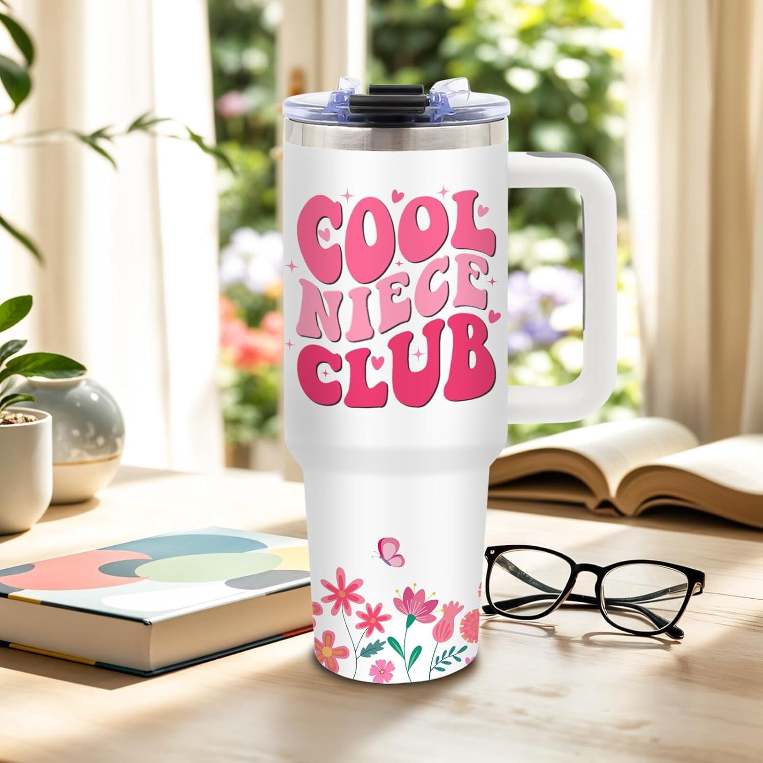 Niece Gifts from Auntie, Birthday Tumbler for Women, Christmas Graduation Gift for Nieces Adult, To My Niece, 40 Oz Tumbler with Handle Lids and Straw Christmas Gifts, 1PCS