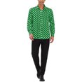 thumbnail image 2 of INSPIRE CHIC Men's Shirt Polka Dots Pattern Point Collar Long Sleeve Button Down Shirt 34 Dark Green, 2 of 6