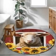 thumbnail image 3 of Sheep Sunflower Round Area Rug 4Ft Washable Circle Rugs for Bedroom Dining Room, Country Red Farm Barn Spring Flowers Non-Slip Carpet Floor Mats Indoor Outdoor Carpet Runner Aesthetic Home Decor, 3 of 8
