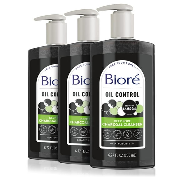 Face Wash Bioré Charcoal, limpiador profundo de poros para piel grasa, 200 ml