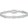 thumbnail image 3 of Sterling Silver Rhodium-Plated Aquamarine & Diamond Bracelet (7 X 7) Made In Thailand qx877aq, 3 of 5