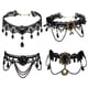 thumbnail image 1 of Conjunto de collar gótico de 4 piezas, gargantilla de encaje negro, bisutería victoriana retro para Halloween, carnaval, disfraz de cosplay, mascarada, decoración de Pentecostés, 1 of 7