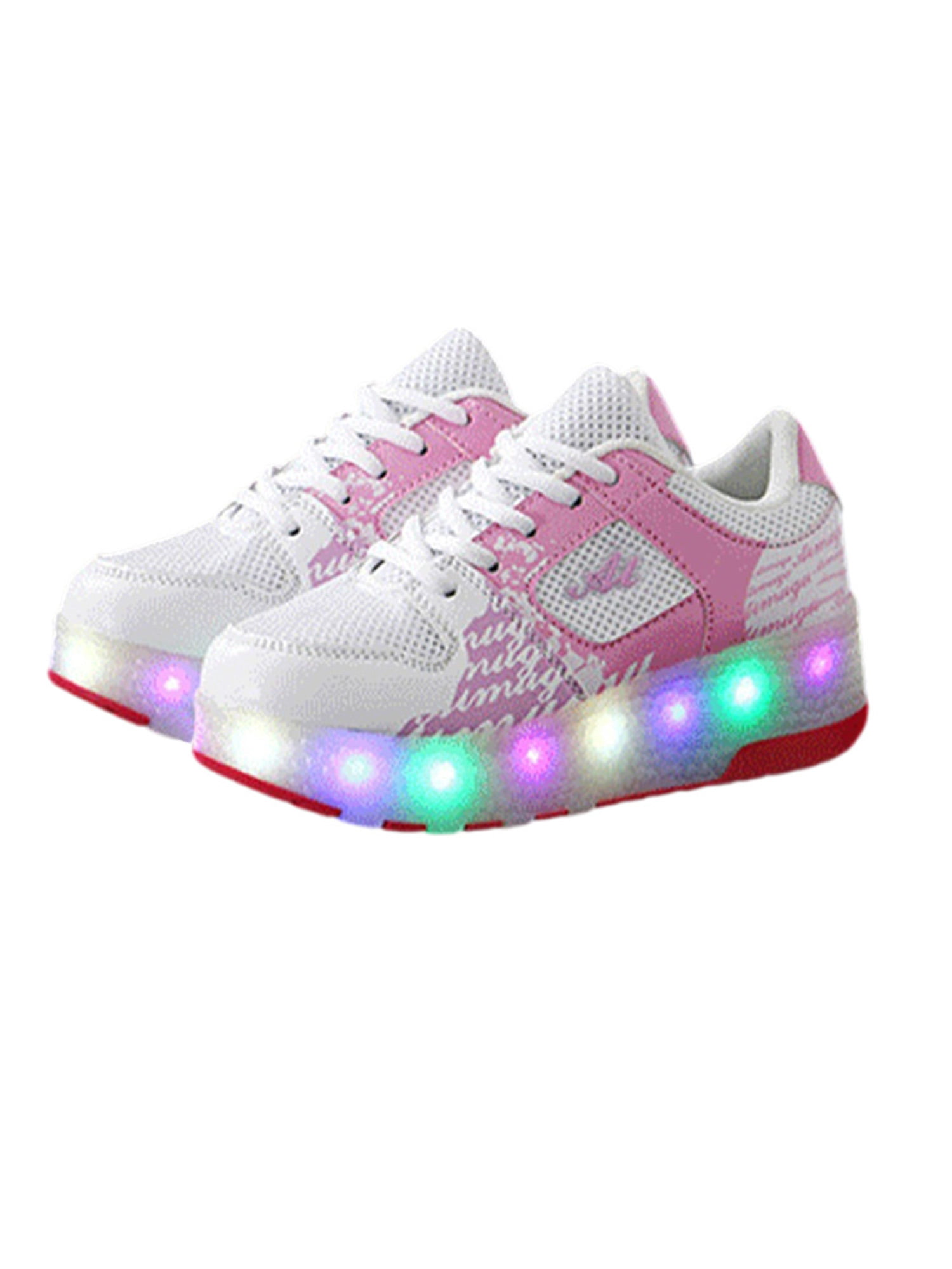 Childrens Kids Girls Pink Black Purple Sparkly Casual Shoes Trainers Size 8-2