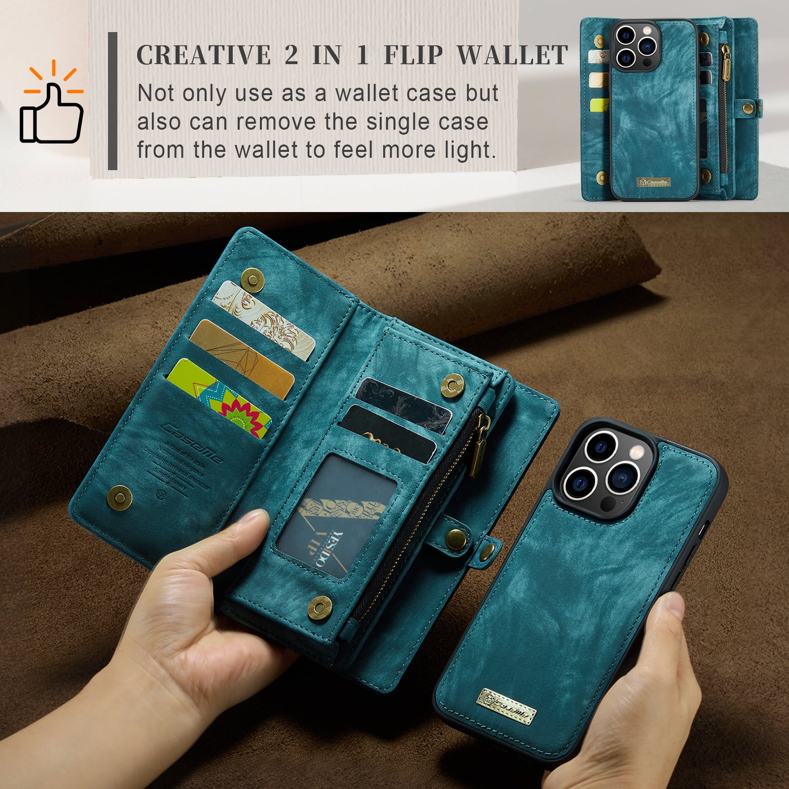 TECH CIRCLE Apple iPhone 14 Pro Max Case,iPhone 14 Pro Max Wallet Case with Card Holder Kickstand Zipper Pocket Lanyard Strap Wristlet PU Leather Flip Case Wallet for iPhone 14 Pro Max 6.7 inch,Green