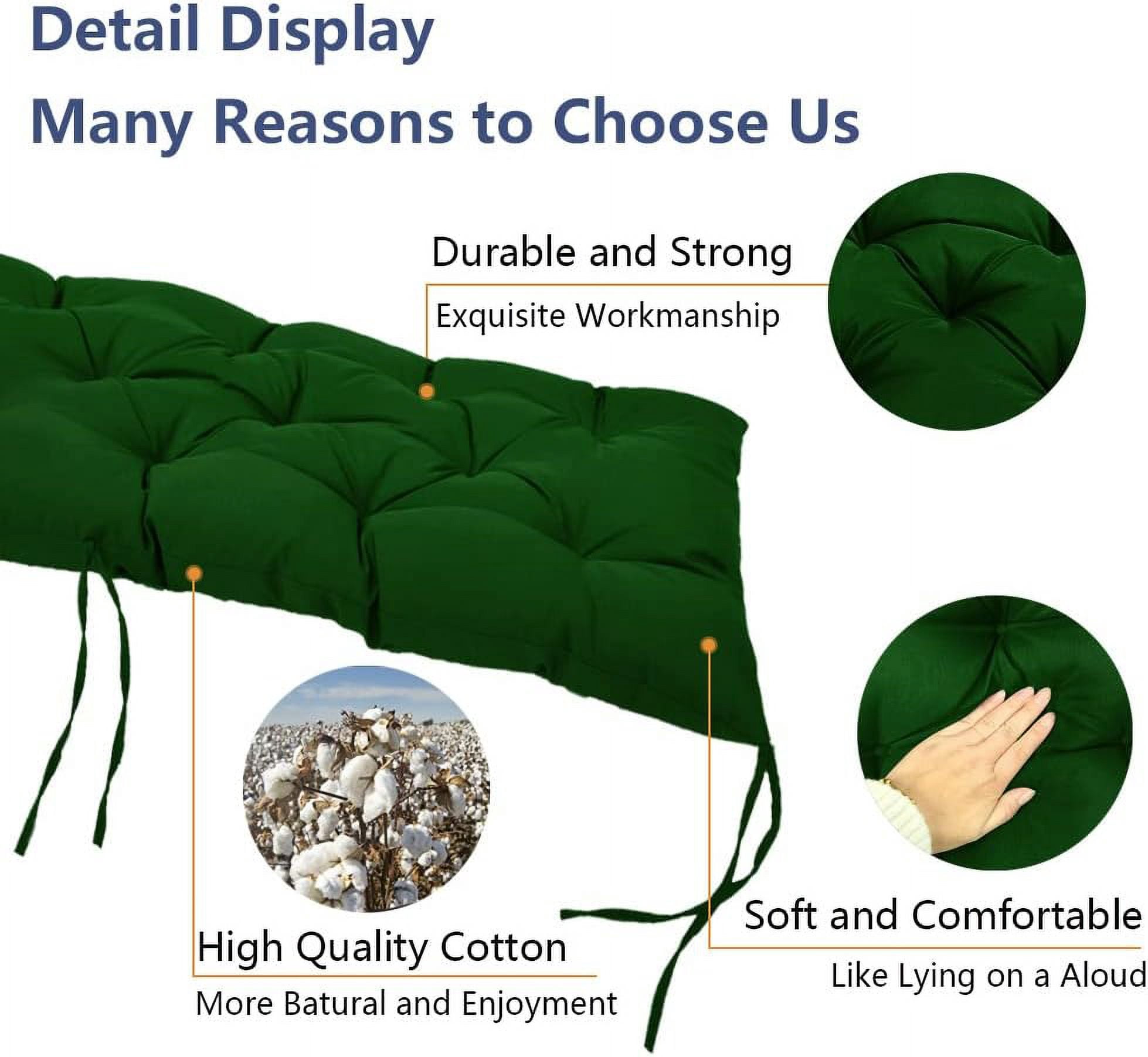 Nvzi Outdoor garden bench cushion, bench cushion, recliner seat cushion suitable for double sofa cushion 39.37 * 19.68 * 3.14 inches, Green, 1 piece