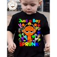 thumbnail image 1 of T-shirt en Coton pour Garçons "Juste un Garçon Qui Aime SPRUNK" Imprimé pour un Col Rond Confortable et Décontracté Manches Courtes, 1 of 6