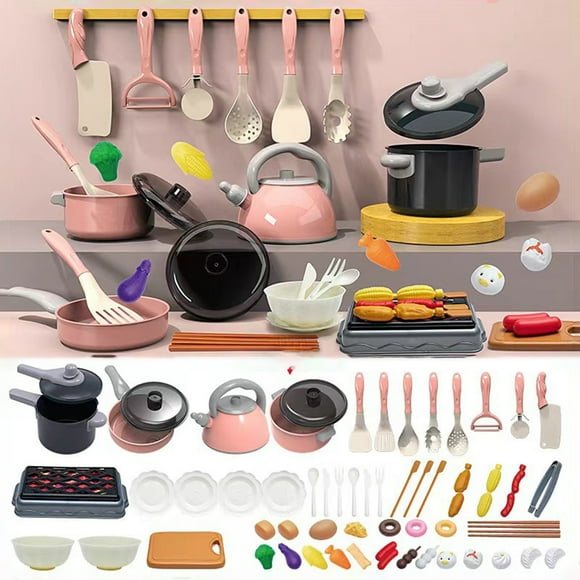 Juego de cocina de plástico | Mini accesorios de utensilios de cocina realistas | Multicolor | Juguete de cocina interactivo para padres e hijos | Herramienta de Aprendizaje Educativo | 23x13x17cm |
