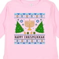 thumbnail image 4 of Inktastic Happy Chrismukkah Sweater Style with Menorah and Trees Boys or Girls Long Sleeve Toddler T-Shirt, 4 of 5