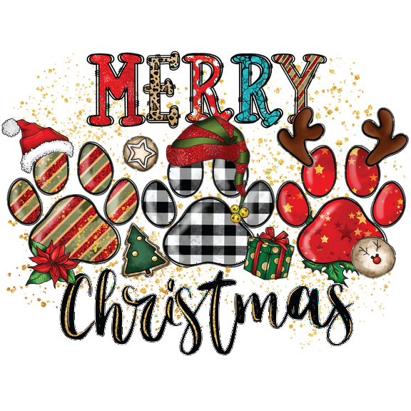 Merry Christmas Paw Prints Christmas Great Gift Idea Single 5 Inch Magnet  Made in The USA  Car Auto Tool Box Refrigerator Magnet  MAG11777