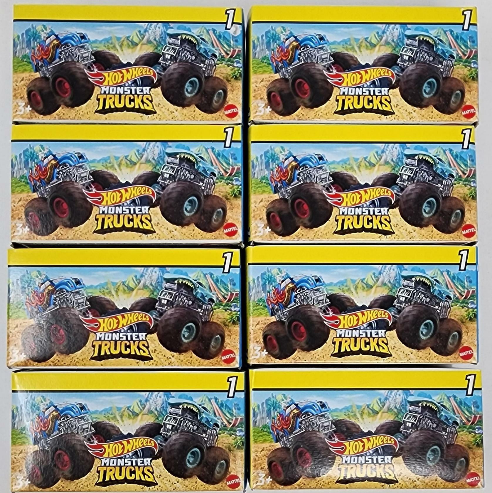 Complete Set of 8 Hot Wheels Monster Trucks Mini Blind Box Yellow Wave Series 1