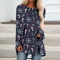 thumbnail image 2 of Tops Navideños Para Mujer Blusas de Manga Larga Estampado de Cuello Redondo Camiseta Odeerbi ODB192210, 2 of 5