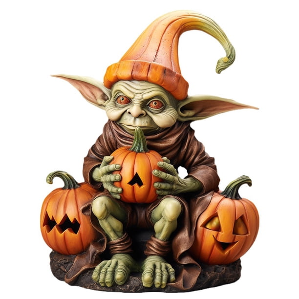 Halloween Calabazas Al Aire Libre Iluminación Electrónica Halloween Calabaza Alienígena Decoraciones Al Aire Libre, Decoraciones de Jardín, Artesanías de Resina