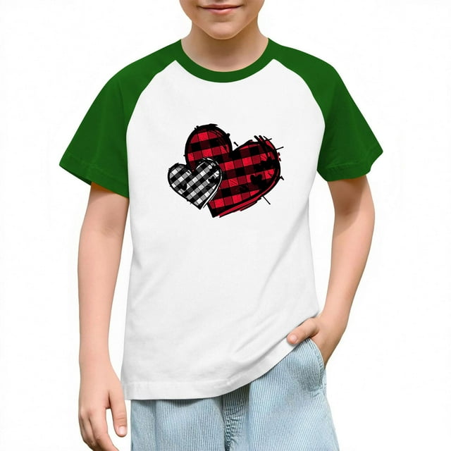 Blusas y camisas de manga corta con cuello redondo para niños y niñas, blusa de manga corta con estampado de cuello redondo