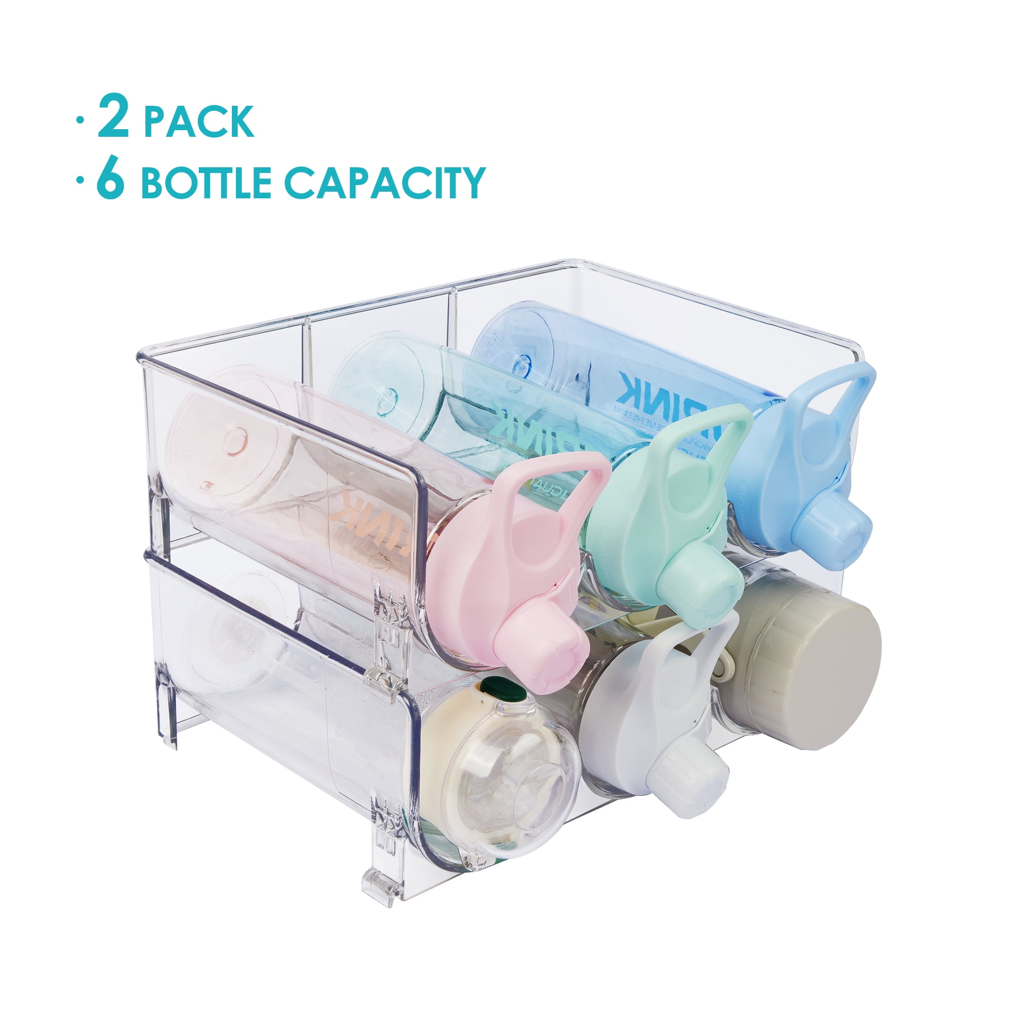 Buy Vtopmart Plastic Water Bottle Organizer, 2 Pack Stackable Bottle ...