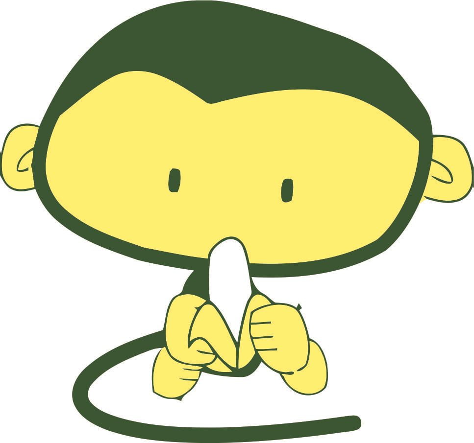 Baby Green Monkey Monkeys Banana Cartoon Curious George ...