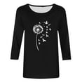 thumbnail image 4 of CYMMPU Summer Fashion Shirts 3/4 Sleeve Spring Tunic Tops Loose Fit Round Neck Blouses for Women Dressy Casual Flower Pattern Lightweight Basic T-Shirts XL, 4 of 5