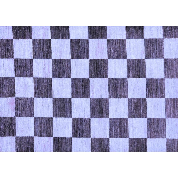 Ahgly Company Indoor Rectangle Checkered Blue Modern Area Rugs, 2' x 5'