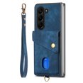 thumbnail image 5 of Nalacover for Samsung Z Fold 5, Slim Case Wallet with Credit Card Holder, Back Flip Premium Leather Magnetic Clasp Kickstand Wirst Hand Strap Shockproof Cover for Samsung Galaxy Z Fold 5, Blue, 5 of 11