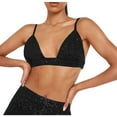 thumbnail image 3 of Bigersell Womens Sequin T-Shirt Bras for Going Out Spaghetti Strap Padded Bra Nightclub Bralettes Sports Bras Everyday Bras Underwear Comfort Wireless Bras Black L, 3 of 7