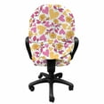 thumbnail image 3 of Floral Office Chair Slipcover, Romantic Style Bicolor Hearts and Blooming Roses Valentine's Day, Protective Stretch Decorative Fabric Cover, Standard Size, Mustard Pink, by Ambesonne, 3 of 5