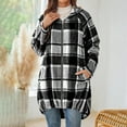 thumbnail image 3 of TKLPEHG Womens Plaid Jacket Full Zipper Casual Lapel Button Long Trench Coat Trendy Fall Winter Warm Clothing (Black,XXL), 3 of 5