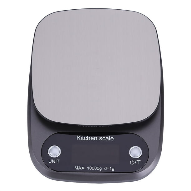 Báscula electrónica digital LCD para alimentos de cocina, 10 kg/1 g, bandeja de acero inoxidable para hornear y cocinar.