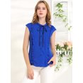 thumbnail image 2 of INSPIRE CHIC Women's Tie Neck Cap Sleeve Button Down Ruffle Summer Shirt, 2 of 6