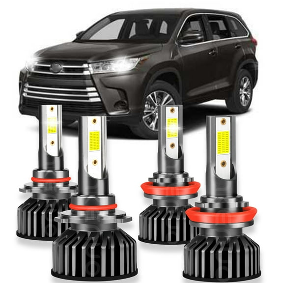 BMZONCC For Toyota Highlander 2011-2019 4x 9005 H11 LED Headlight High Low Beam Bulbs