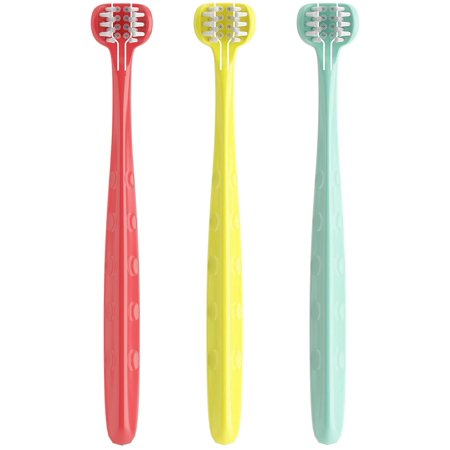 Children 3-Sided Toddler Toothbrush Kids Toothbrush Soft Wrap-Around Baby Toothbrush 12 Months and Up Training Toothbrush Saving Time for Baby Tooth Brush 3 Pack