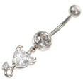thumbnail image 1 of Pierced Belly Button Ring Pendant Navel Belly Ring Dangle Heart Belly Ring, 1 of 4