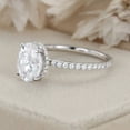 thumbnail image 4 of Oryn Jewelry Oval Cut 2.1 Ct Moissanite Band - 14K White Gold Plated Hidden Halo Ring - Handmade Engagement Wedding Jewelry for Women - Party Anniversary Band, 4 of 6
