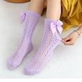 thumbnail image 4 of Girls Socks Toddler Tights Calf socks, Bowknot Thin Spring Summer Mesh Socks, 4 Pairs, 4 of 5