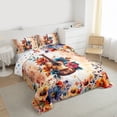 thumbnail image 3 of Homewish Cartoon Guitar Teens Queen Comforter Set, Rustic Flower Floral Bedding Sets, Orange Vintage Watercolor Reversible Bedding Comforter Set, Microfiber Bedroom Decor, 3 Pieces, 3 of 8
