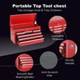 thumbnail image 2 of Noaman 8-Drawer Rolling Tool Storage Cabinet with Detachable Top Tool Box, 24.4"L x 13"W x 42.5"H, Steel Construction, Lockable Wheels & Side Hooks, Red, 2 of 7