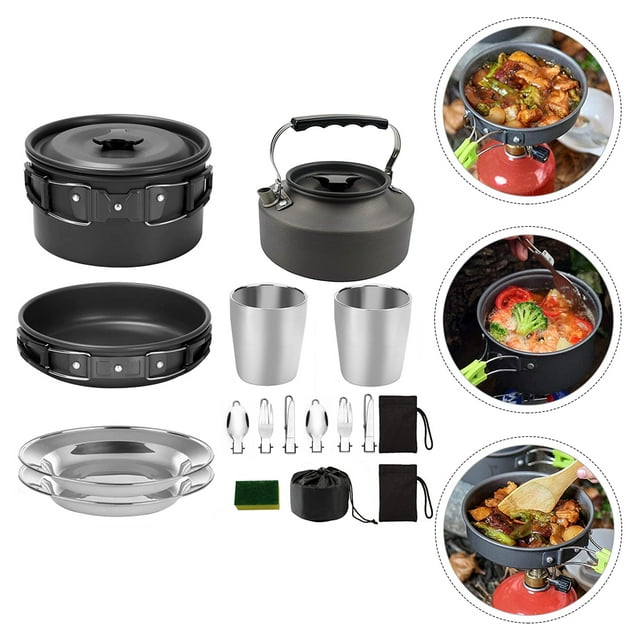 TAILTOSS 1 Set Multifunctional Camping Cookware Set Quick Heat Transfer Outdoor Kitchenware for 1-2 People