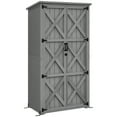 thumbnail image 3 of Outsunny Waterproof Fir Wood Storage Cabinet Shed, 35.5" x 21.5" x 66.25", Gray, 3 of 10